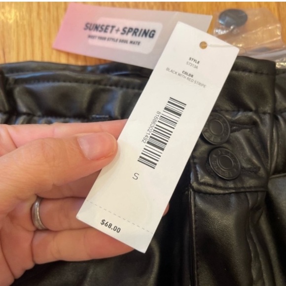 Sunset + Spring black faux leather mini skirt with red side stripes - Picture 6 of 11